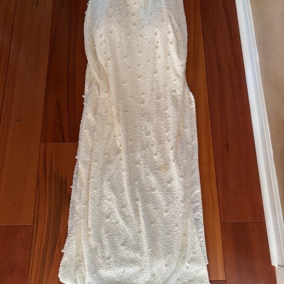 Oh Polly Embellished High Neck Split Maxi Dress in Ivory White sz US 14 Positano - Picture 7 of 8